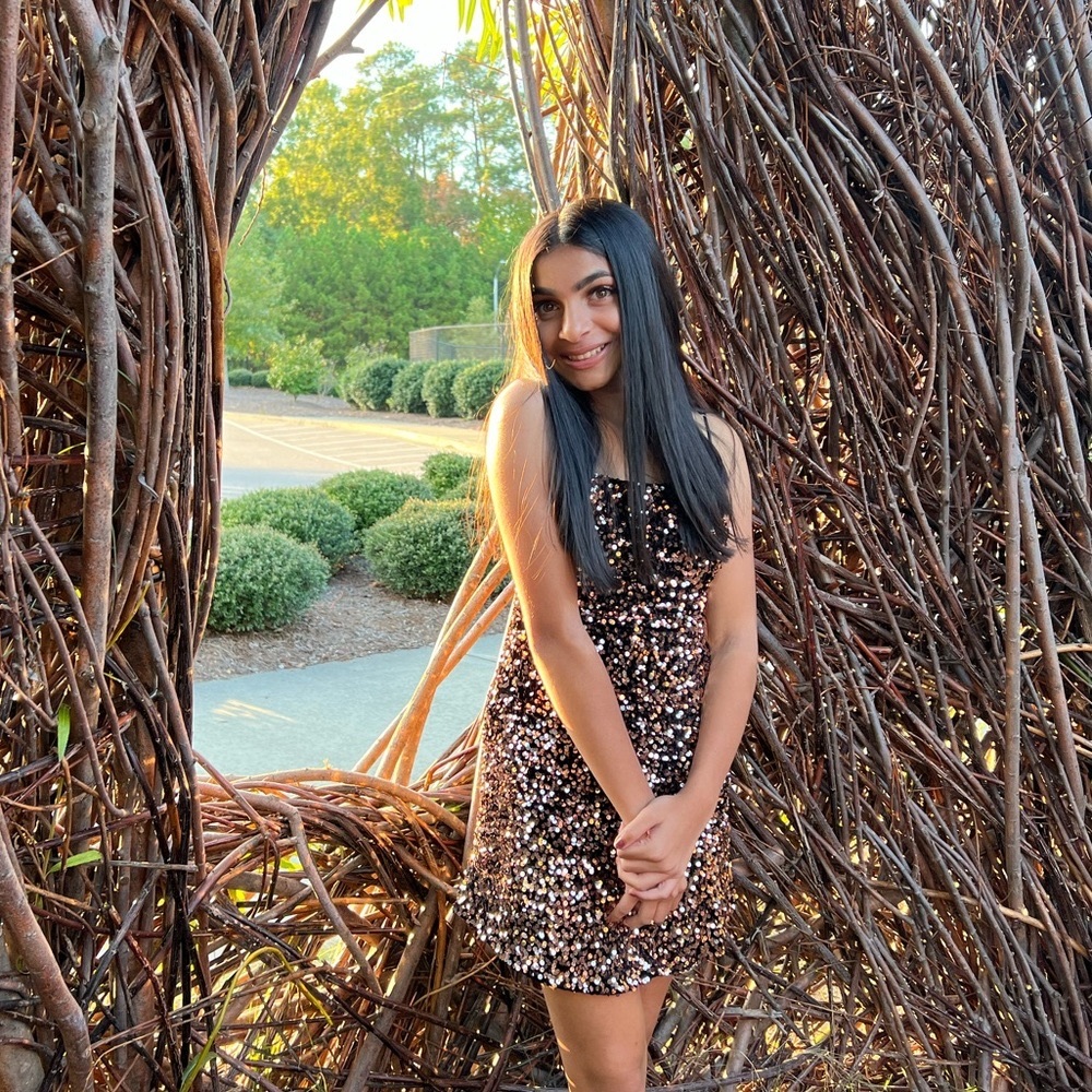 Selfie Leslie Black and Bronze Sparkly Dress